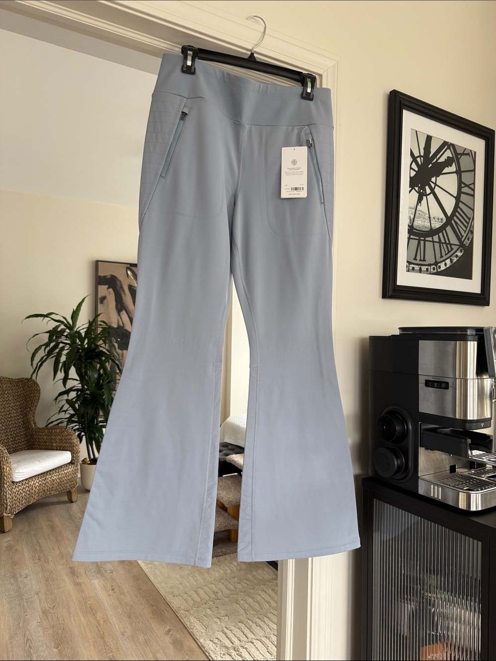 Women's Light Blue High-Rise Flare Performance fleece Pants